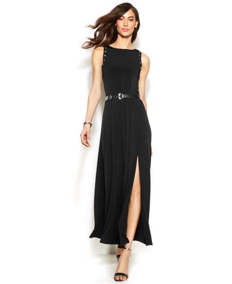 michael kors black truffle brown dress|Michael Kors maxi dress.